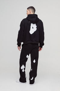 Nuevo Conjunto Deportivo con Lavado Ácido para Hombre, 100% Algodón con Logotipo Serigrafiado, Pantalones Acampanados y Sudadera con Capucha y Cremallera - Product Image 2