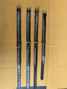 Collar de perro de cuero de patrón sólido de alta calidad con cristales de diamantes de imitación para caminar con perros - Product Image 2