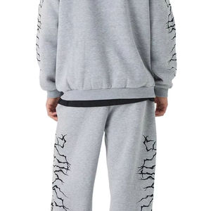 กางเกงวอร์มผ้าฝ้ายเฟรนช์เทอร์รี่คุณภาพพรีเมียม สไตล์วินเทจ ลุคทำเก่า ปักลายปะติด สำหรับผู้ชาย สตรีทแวร์ แทรคสูท - Product Image 2