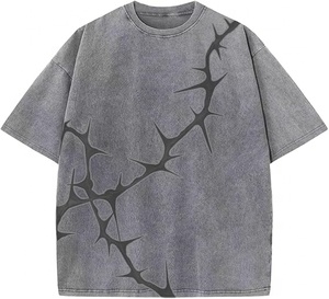 Camisetas personalizadas sostenibles 100% algodón, lavadas con ácido, estilo retro oversize, streetwear, lisas, con etiqueta privada. - Product Image 1