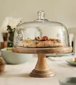 2024 ขายร้อนในกาตาร์รอบไม้กระถินเทศเซิร์ฟเวอร์เค้กยืนสําหรับร้านอาหารที่บ้านในราคาไม่แพงโดย LUXURY CRAFTS - Product Image 1