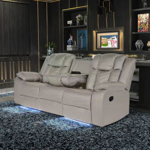 Canapé sectionnel électrique inclinable en cuir avec ports USB, éclairage LED et porte-gobelets intégrés pour home cinéma et salon - Product Image 5