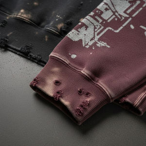 Sweat-shirts pour hommes au design personnalisé, sweat-shirts pour hommes avec broderie délavée, sweat-shirts de haute qualité avec patchwork, sweat-shirts délavés à l'acide - Product Image 5