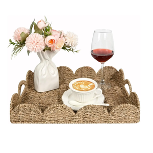 Cesta Rectangular Rústica de Seagrass para Bebé con Borde Festoneado, Bandeja Decorativa Tejida a Mano para Mesa de Centro, Venta al por Mayor - Product Image 5