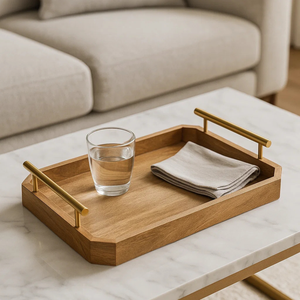 Luxury Wooden <b>Tray</b> with Brass Gold Handles Premium Serving and Decorative <b>Tray</b> Wholesale Manufacturer and Global Supplier - Product Image 6