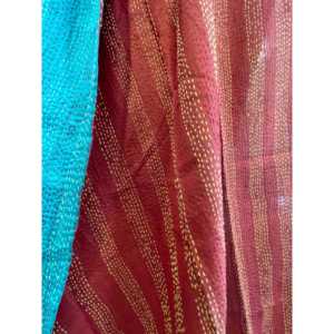Vintage <b>Red</b> Ochre Emerald <b>Silk</b> Sari Wrap - Product Image 2