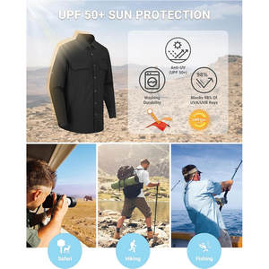 เสื้อตกปลาแขนยาวสำหรับผู้ชายเสื้อยุทธวิธีคอปกพับลง - Product Image 6