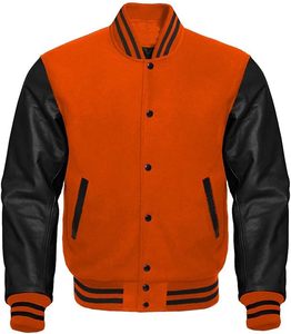 Chaqueta de béisbol Varsity de alta calidad, estilo de escuela secundaria, lana de primera calidad y tela de lona de piel sintética, estilo de calle - Product Image 5