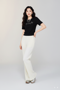 Pantalon large d'hiver en tricot côtelé coupe décontractée pour femme, coupe ample, ourlet festonné, coupe décontractée, de haute qualité, écologique et coupe-vent - Product Image 4