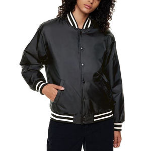 Vestes d'université en satin noir vente en gros vestes d'université de baseball en satin d'hiver de haute qualité vestes d'université de l'équipe de football américain - Product Image 1