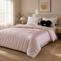 Juego de Ropa de Cama de Satén Rosa, 100% Algodón, 4 Piezas, para Todas las Temporadas, Suave y Lisa, para Hogar y Hotel