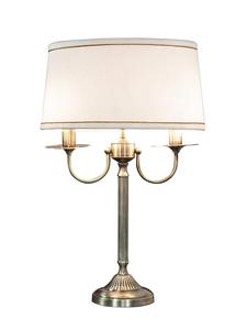 E Illuminations Lampe de table en laiton pur Abat-jour en coton blanc cassé Éclairage intérieur Décor Chambres Lecture Source d'alimentation AC Ampoule Lumière - Product Image 2