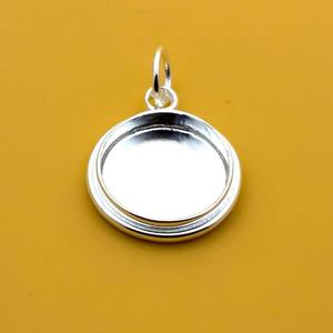 Souvenir 925 argent Sterling lunette vierge pendentif rond 8mm réglage pour Cabochon pierre résine lait maternel bijoux fournitures de bricolage - Product Image 1