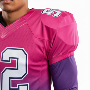 Uniforme de football américain sur mesure 100% polyester respirant, taille plus, maillot et pantalon à manches courtes avec logo frontal - Product Image 4