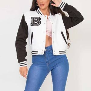 Venta al por mayor logotipo personalizado ropa de mujer Chaquetas chaquetas de béisbol informal Letterman lana cuero bordado Logo Varsity chaqueta - Product Image 1