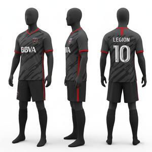 Conjuntos de uniformes de fútbol 100% poliéster de alta calidad nombre del jugador opciones de letras cuello en V transpirable secado rápido último diseño - Product Image 1
