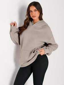 Women's <b>Hoodies</b> Heavyweight 100% Cotton Custom Oversized Hoodie Pullover Drop Shoulder Blank Cotton Blended <b>Hoodies</b> for Women - Product Image 5