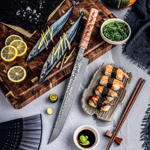 มีดเชฟเหล็กดามัสกัสญี่ปุ่นด้ามไม้แข็งใบมีดสำหรับใช้ในครัว - Product Image 1