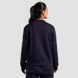 Sweat-shirt pour femme Swayline, bleu marine, de haute qualité, à capuche, surdimensionné, avec décoration brodée, en tissu tricoté en soie - Product Image 2