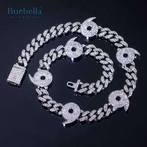 Venta caliente 925 Plata 14K Chapado en oro blanco 12mm Collar de moissanita Seis caminos Iced Cuban Link para hombres de Miami - Product Image 4