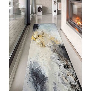 Tapis imprimé gris et or - Lavable en machine, Décoration intérieure, Tapis en velours - Product Image 3