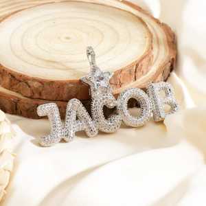 Pendentif Lettre Personnalisé en Argent Plaqué Or avec Moissanite, Breloques de Luxe Hip Hop, Bijou Prénom pour Fête, Cadeau Unisexe - Product Image 5