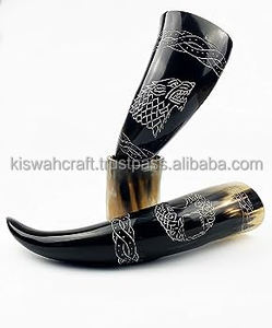 Cuernos de Búfalo Naturales con Diseño Único y Tallado, Ideales para Usar como Cuernos para Beber y Cuernos para Tocar, Aptos para la Venta - Product Image 3