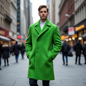 เสื้อโค้ทขนแกะตัวยาวสำหรับผู้ชาย, เสื้อโค้ทขนแกะให้ความอบอุ่นแบบลำลองสำหรับฤดูหนาว - Product Image 1