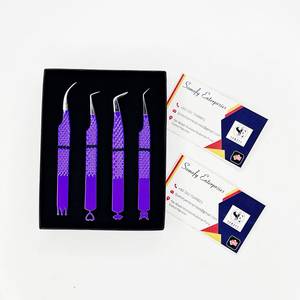 Pinzas Profesionales Personalizadas de Acero Inoxidable de 90 Grados, Color Morado, Punta Lisa Antiestática de 10 mm, Agarre de Diamante para Volumen de Pestañas - Product Image 5