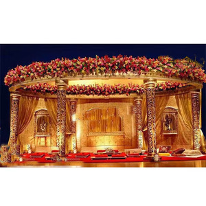 Mandap rond en fibre, fabrication DST Exports, mandaps traditionnels dorés sculptés pour mariages hindous, fabricants pour grands événements, lieux de réception, fêtes aux États-Unis - Product Image 1