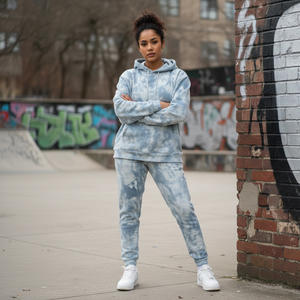 Acid Wash Tie Dye Femmes Survêtement Femmes Vintage Wash Pull À Capuche Tie Dye Pantalon De Survêtement Ensemble Pull Tie Dye Survêtement Dames - Product Image 4