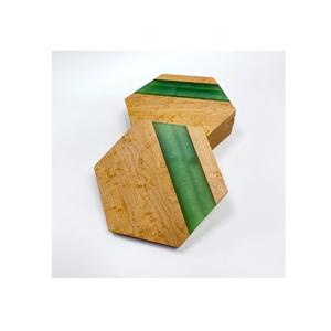 Posavasos de piedra de madera pura y resina epoxi para bebidas, posavasos de piedra epoxi cuadrados grabados personalizados, alfombrilla y almohadilla - Product Image 6