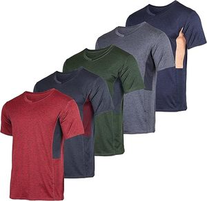 Ensemble 5 pièces pour hommes col en V coupe sèche évacuation de l'humidité Sport Performance manches courtes personnalisé votre texte LOGO impression T-shirt pour hommes - Product Image 2