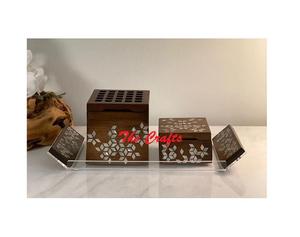 Finest Quality Round Shape Mabkhara With Tray And Acrylic <b>Oud</b> Box Wooden <b>Incense</b> Bakhoor Burner At Low Prices - Product Image 5