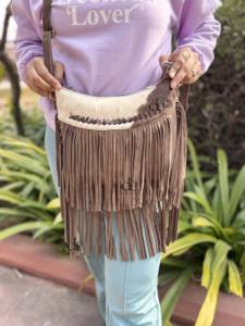 Bolso con flecos de piel de vaca para mujer, bolso de piel de ante, estilo occidental, multiusos, novedad - Product Image 3