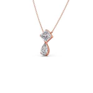 Collar con Colgante de Diamante de Laboratorio en Forma de Pera de Lujo en Oro Rosa de 1.75 Ct para Mujer, Collar de Oro Sólido, Corte Princesa y Pera, Proveedor - Product Image 1