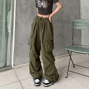 Street-Wear Plus-Size Retro-Casual Loose-Wide Longed Pants Women's Summer Fashion Breathable Cargo Trousers - Product Image 4