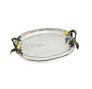 Plateau de service alimentaire en aluminium de dernière génération avec une qualité supérieure, forme ovale, plateau de service pour le thé et le café, pour une utilisation en cuisine - Product Image 4