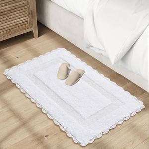 Tapis de bain en crochet en coton blanc 100% pur coton blanc super doux peluche et absorbant touffeté à la main Construction lourde - Product Image 4
