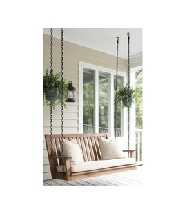 Outdoor wooden porch <b>swing</b> with heavy-duty steel chains and smooth finished for a peaceful and rustic <b>garden</b> vibe - Product Image 6