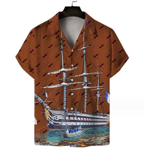 Printed Turn-down Collar Single Breasted Anti-Wrinkle Relax Fit <b>Shirt</b> for <b>Men</b> Polyester Casual Summer <b>Beach</b> Hawaiian Button Down - Product Image 6
