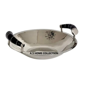 Oval Shape <b>Table</b> Top Handcrafted Glossy White Colour With Aluminium Metal Stylish Handle Decorative Bowl - Product Image 5