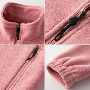 2025 gros nouveau Style hiver coupe-vent épaissi couleur unie extérieur col montant polaire vestes pour hommes Logo avant - Product Image 3