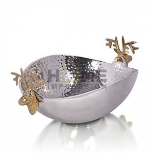 Bol de service décoratif de luxe en acier inoxydable blanc, base sur pied, écologique, jetable, design - Product Image 5