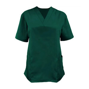 Uniforme de fregado con logotipo personalizado para mujer, uniforme médico profesional de mezcla de algodón verde con bolsillos para el personal sanitario - Product Image 1