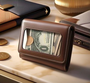 Handmade Women's Leather <b>Clutch</b> <b>Bag</b> with Silver Accents <b>Small</b> Evening Cocktail Party Purse Short Wallet Length - Product Image 5