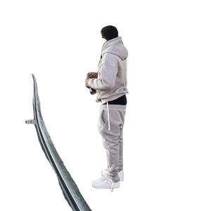 Survêtement pour hommes personnalisé 2 pièces sweat à capuche et jogging ensemble survêtement homme couleur unie jogging fabricants - Product Image 4