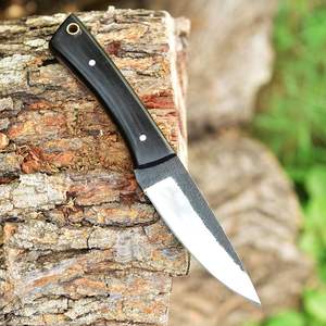 Couteau de chasse Bushcraft en acier à haute teneur en carbone Netteté du rasoir Conception équilibrée Matériaux de haute qualité Poignée en corne Cuir Produit OEM - Product Image 1