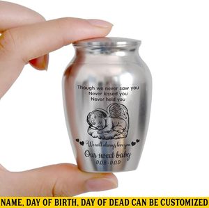 Personalized Baby <b>Mini</b> Urn Stainless Steel Decorative Keepsake Urn Engraved Memorial Urn for Loss of Child Custom Size Silver - Product Image 5