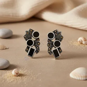 Boucles d'oreilles clous en argent 925 plaqué or rose avec topaze pour femme, bijoux de mode - Product Image 1